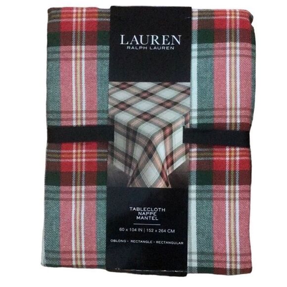 NEW Ralph Lauren 60 x 104” Plaid Christmas Tablecloth - Picture 1 of 5